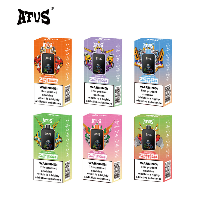 ATVS 25000 Puffs Smart Full Screen Wholesale Disposable Vape Pen Electronic Cigarette Adjustable Airflow 28ML Dual Mesh Coil Pod Puff 25k 1000mah Battery Vaper
