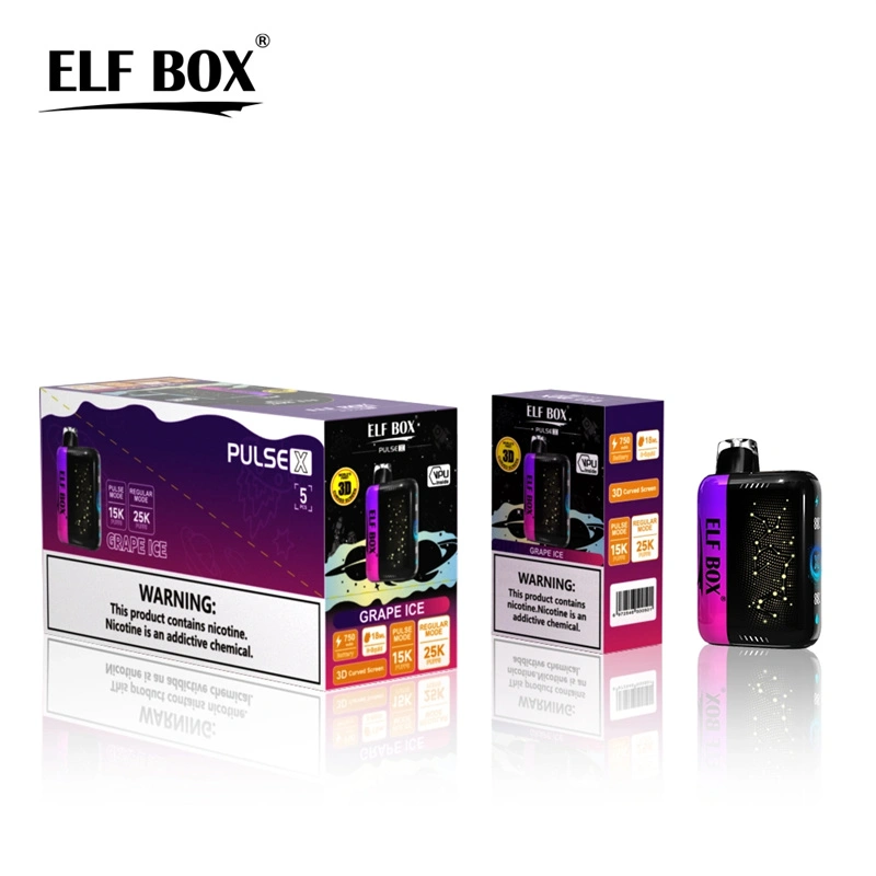 ELF BOX Pulse X 15000 25000 Puffs Disposable E Cigarettes Double Mode Dual Mesh Coil LED Display 0% 2% 3% 5% 18ml Prefilled Pod 650mah Rechargeable Battery Puff 15k 25k Pen