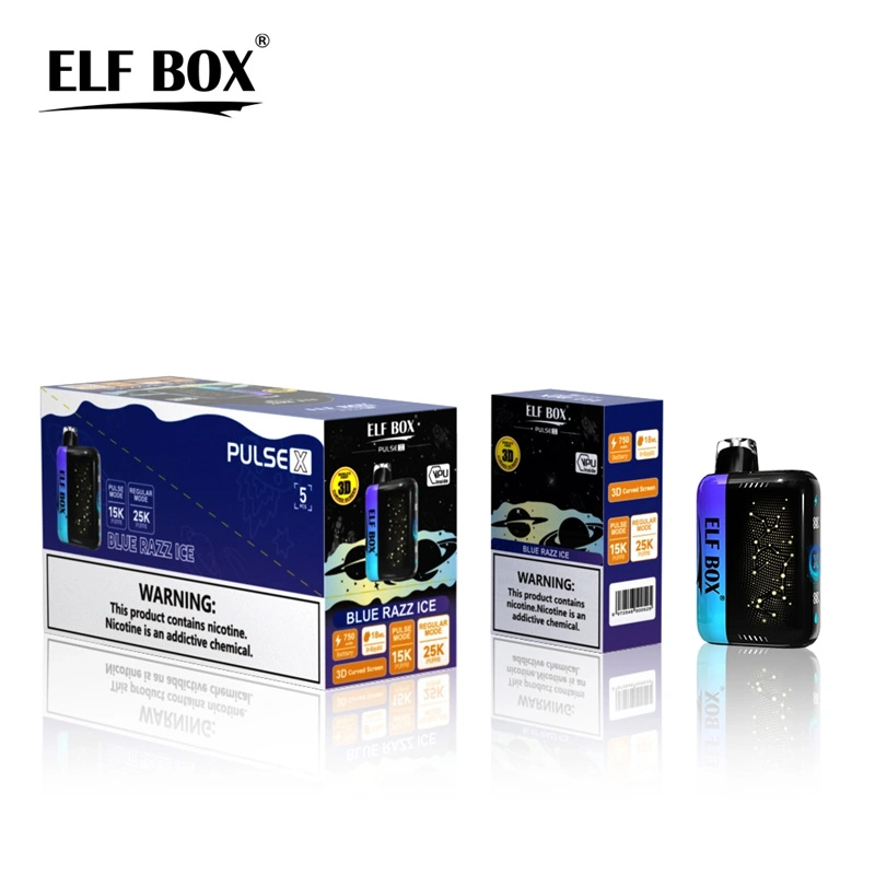 ELF BOX Pulse X 15000 25000 Puffs Disposable E Cigarettes Double Mode Dual Mesh Coil LED Display 0% 2% 3% 5% 18ml Prefilled Pod 650mah Rechargeable Battery Puff 15k 25k Pen