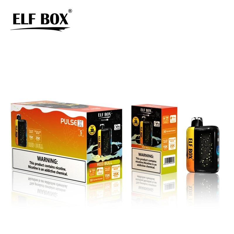 ELF BOX Pulse X 15000 25000 Puffs Disposable E Cigarettes Double Mode Dual Mesh Coil LED Display 0% 2% 3% 5% 18ml Prefilled Pod 650mah Rechargeable Battery Puff 15k 25k Pen