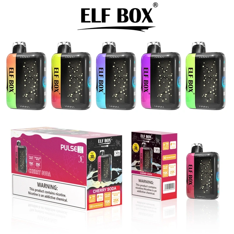 ELF BOX Pulse X 15000 25000 Puffs Disposable E Cigarettes Double Mode Dual Mesh Coil LED Display 0% 2% 3% 5% 18ml Prefilled Pod 650mah Rechargeable Battery Puff 15k 25k Pen