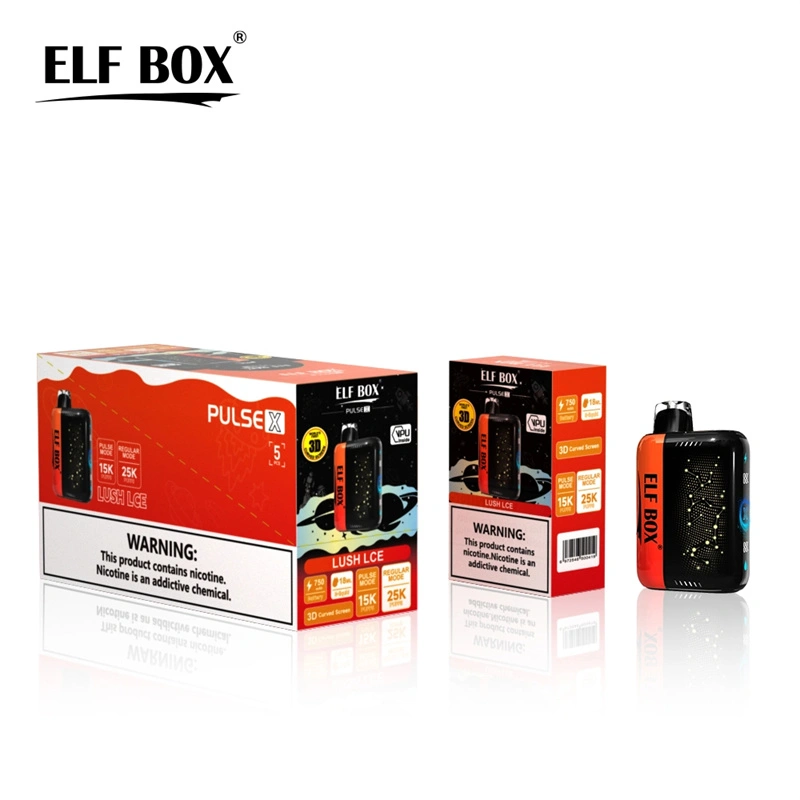 ELF BOX Pulse X 15000 25000 Puffs Disposable E Cigarettes Double Mode Dual Mesh Coil LED Display 0% 2% 3% 5% 18ml Prefilled Pod 650mah Rechargeable Battery Puff 15k 25k Pen