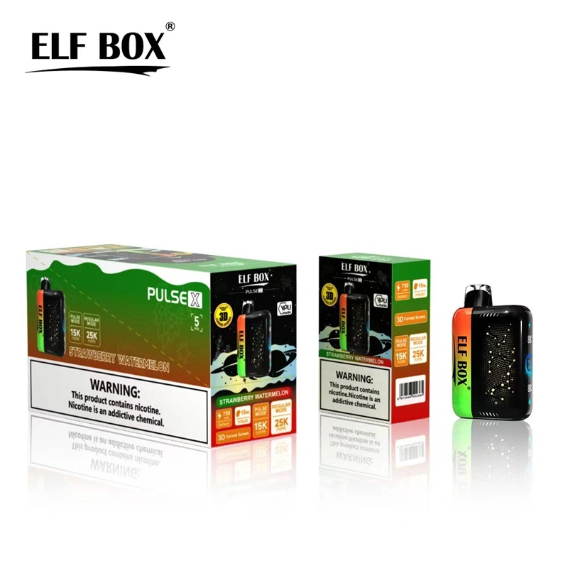 ELF BOX Pulse X 15000 25000 Puffs Disposable E Cigarettes Double Mode Dual Mesh Coil LED Display 0% 2% 3% 5% 18ml Prefilled Pod 650mah Rechargeable Battery Puff 15k 25k Pen