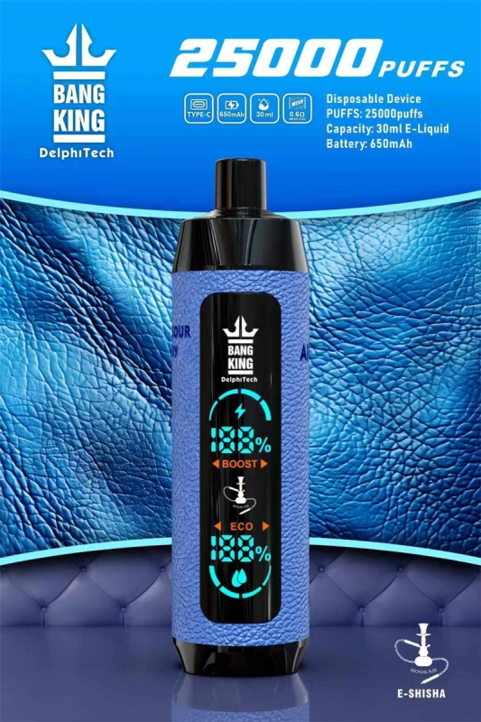 Bang King 25000 Puffs Smart Screen Wholesale Vape Disposable Electronic Cigarette Leather 650mah Rechargeable 0.6ohm Mesh Coil 30ml Pod Vaper Pen