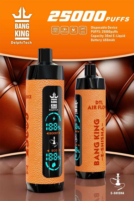 Bang King 25000 Puffs Smart Screen Wholesale Vape Disposable Electronic Cigarette Leather 650mah Rechargeable 0.6ohm Mesh Coil 30ml Pod Vaper Pen