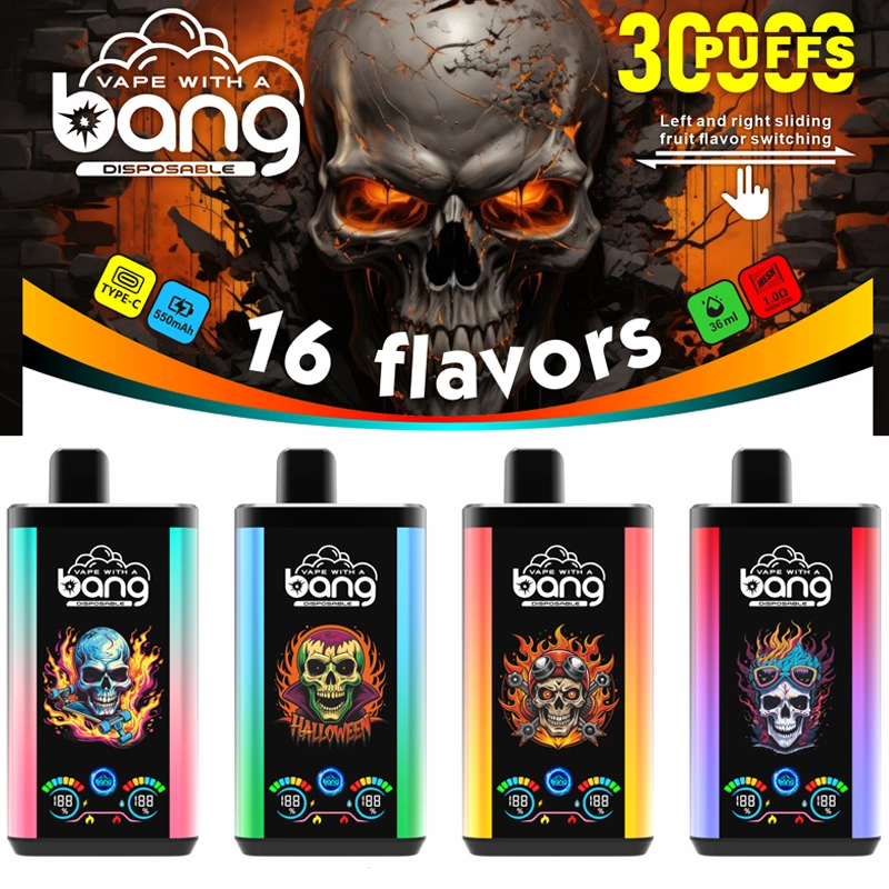 Bang 30000 Puffs Pro Big Screen Double Flavors Wholesale Vape Disposable Electronic Cigarette 550mah Rechargeable 1.0ohm Mesh Coil 36ml Pod Pen