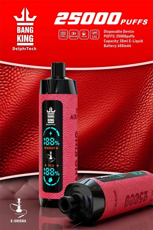 Bang King 25000 Puffs Smart Screen Wholesale Vape Disposable Electronic Cigarette Leather 650mah Rechargeable 0.6ohm Mesh Coil 30ml Pod Vaper Pen
