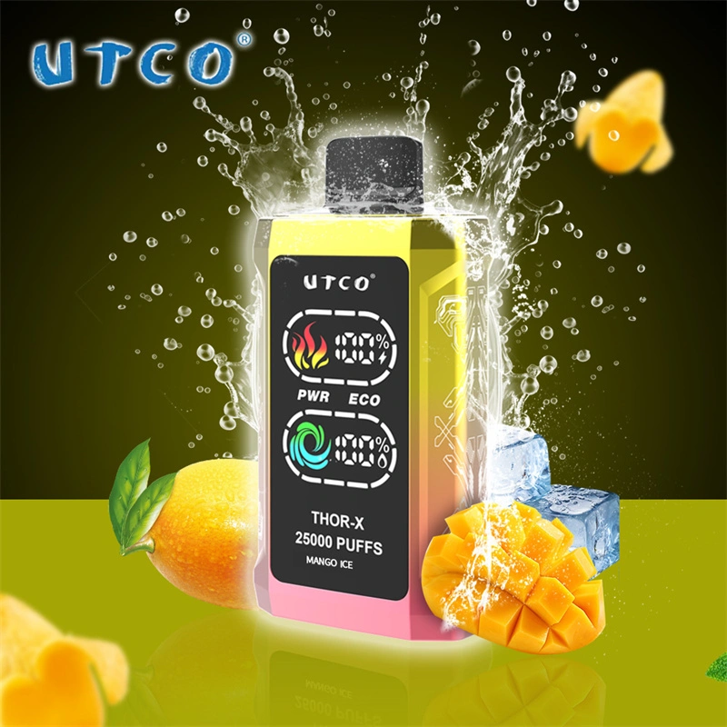UTCO Thor-X 25000 Puffs Smart Screen Wholesale Vape Disposable E Cigarettes 25ml Refillable Pod 550mah Rechargeable 0% 2% 3% 5% Puff 25k Vaper Minimum Order 100pcs