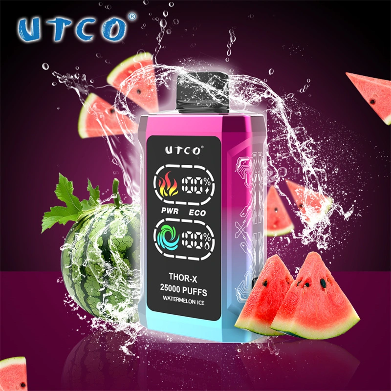 UTCO Thor-X 25000 Puffs Smart Screen Wholesale Vape Disposable E Cigarettes 25ml Refillable Pod 550mah Rechargeable 0% 2% 3% 5% Puff 25k Vaper Minimum Order 100pcs