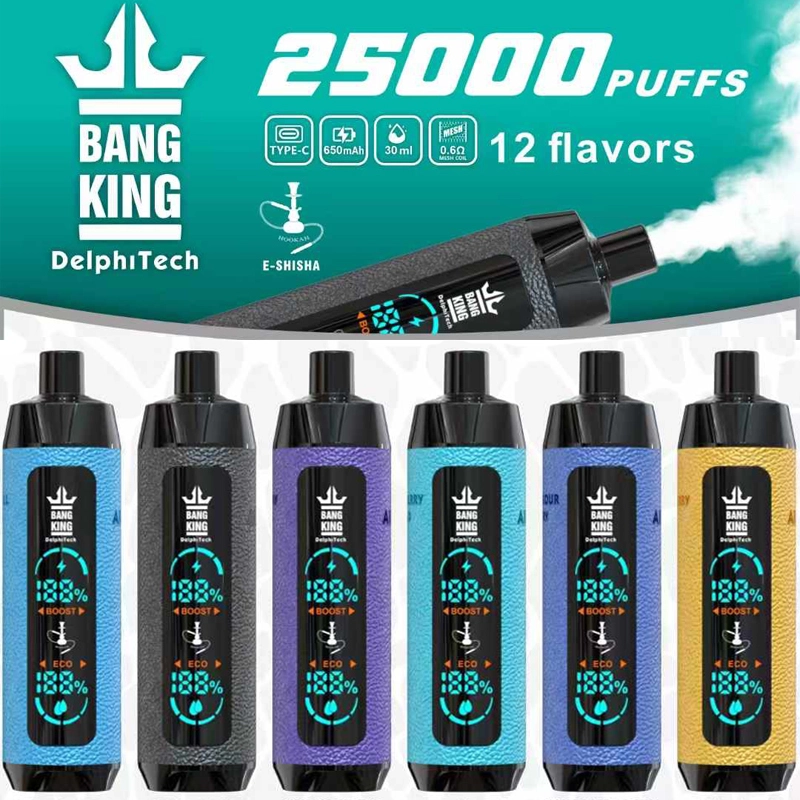 Bang King 25000 Puffs Smart Screen Wholesale Vape Disposable Electronic Cigarette Leather 650mah Rechargeable 0.6ohm Mesh Coil 30ml Pod Vaper Pen