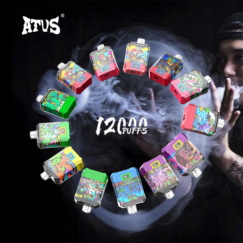 ATVS Warship 12000 Puffs Smart Screen Wholesale Vape Disposable Electronic Cigarette 20ML Mesh Coil Pod Puff 12k Adjustable Airflow 650mah Battery Vaper Pen
