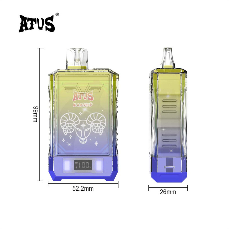 ATVS Warship 18000 Puffs Smart Screen Wholesale Vape Disposable Electronic Cigarette 25ML Dual Mesh Coil Pod Puff 18k Adjustable Airflow 750mah Battery Vaper Pen