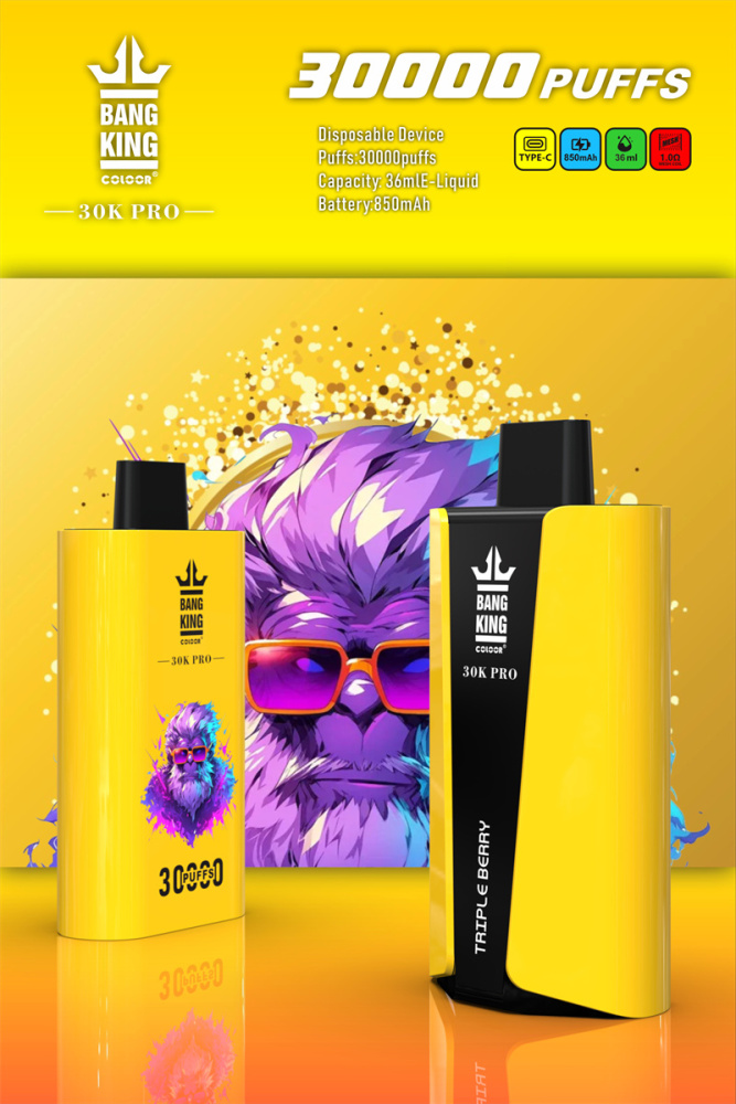 Bang King 30000 Pro Puffs Wholesale Vape Disposable Electronic Cigarette 850mah Rechargeable 1.0ohm Mesh Coil 36ml Pod Vaper