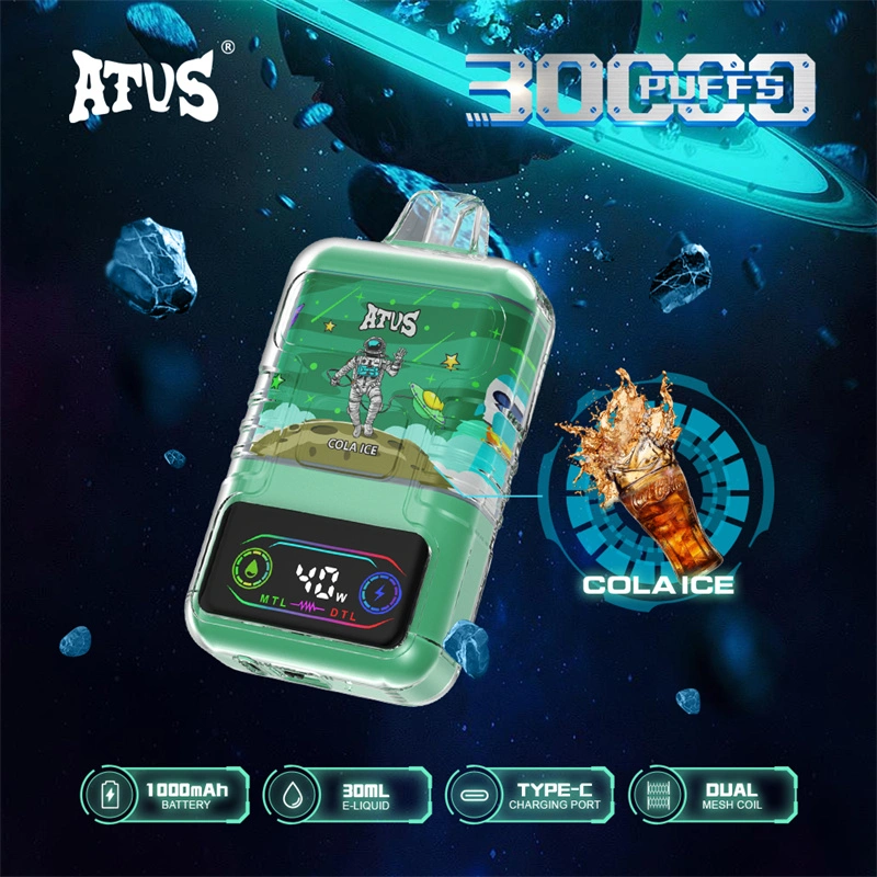 ATVS 30000 Puffs Smart Screen Wholesale Vape Disposable Electronic Cigarette 30ML Dual Mesh Coil Pod Puff 25k Adjustable Airflow 1000mah Battery Vaper Shisha Flavors Pen