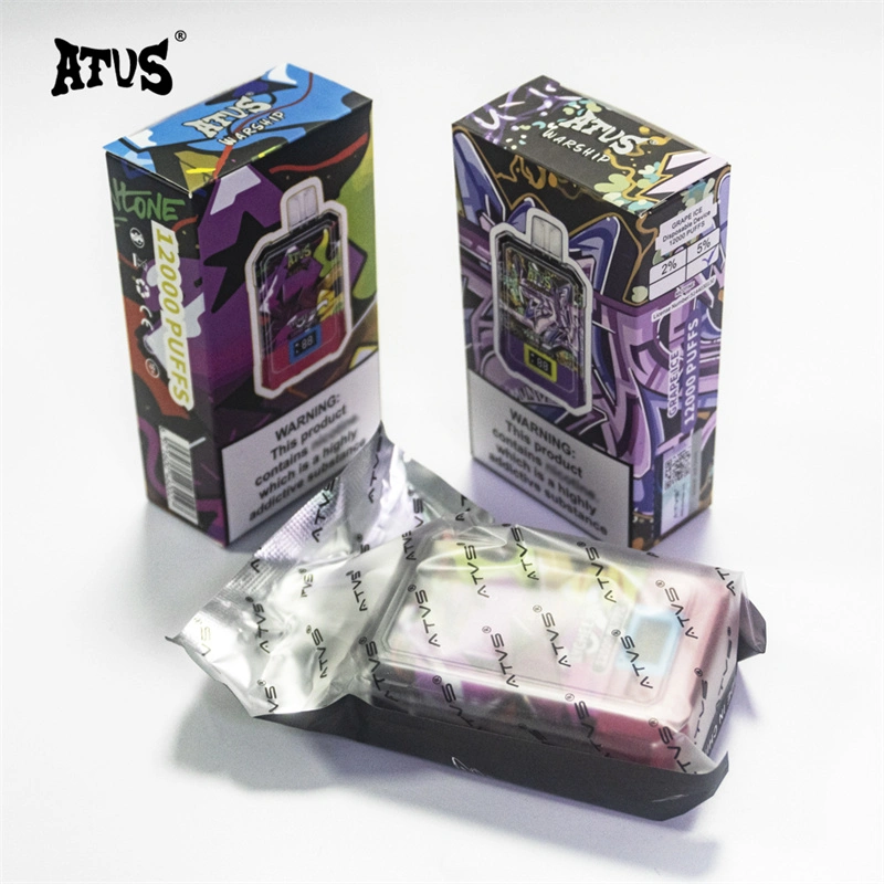 ATVS Warship 12000 Puffs Smart Screen Wholesale Vape Disposable Electronic Cigarette 20ML Mesh Coil Pod Puff 12k Adjustable Airflow 650mah Battery Vaper Pen
