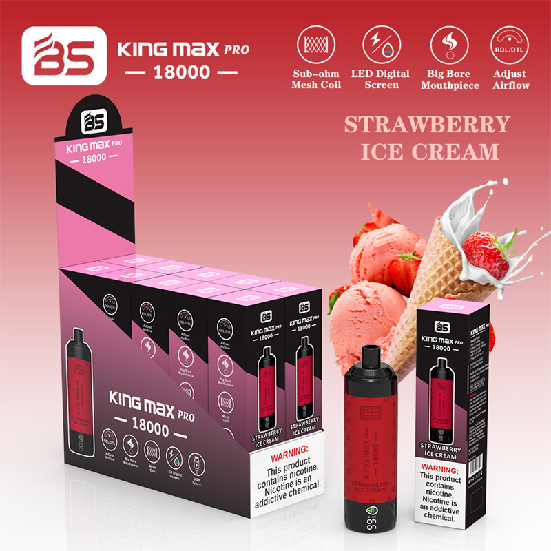 Breze Stiik BS Kingmax Pro 18000 Puffs LED Digital Screen Wholesale Disposable Vape Puff 18k Pod Adjustable Airflow DTL Leather