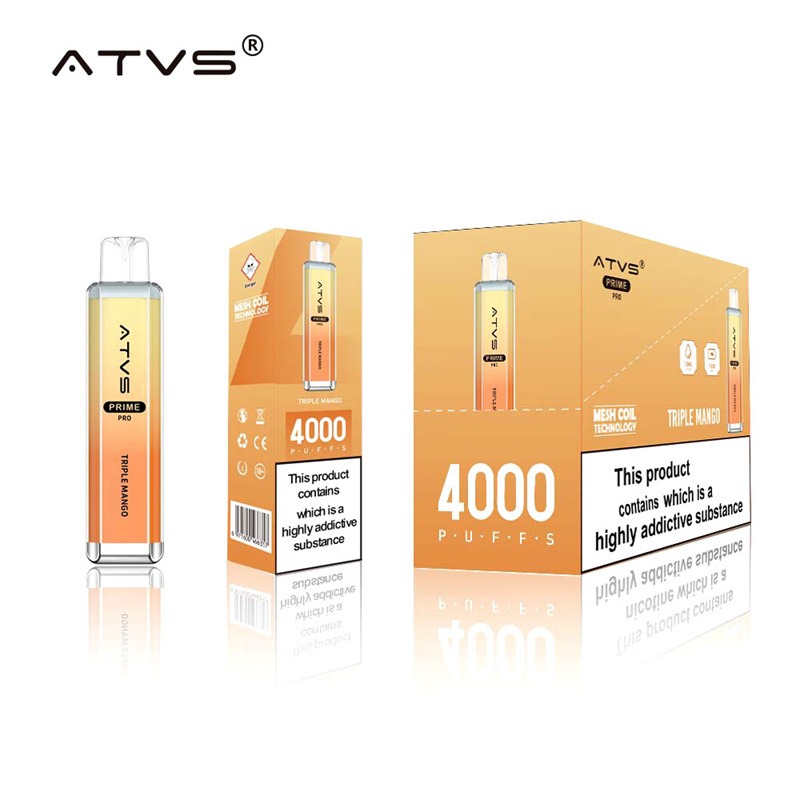 ATVS Prime Pro 4000 Puffs Wholesale Vape Disposable Electronic Cigarette 10ML Mesh Coil Pod Puff 4k 1500mah Battery Crystal Vaper Pen