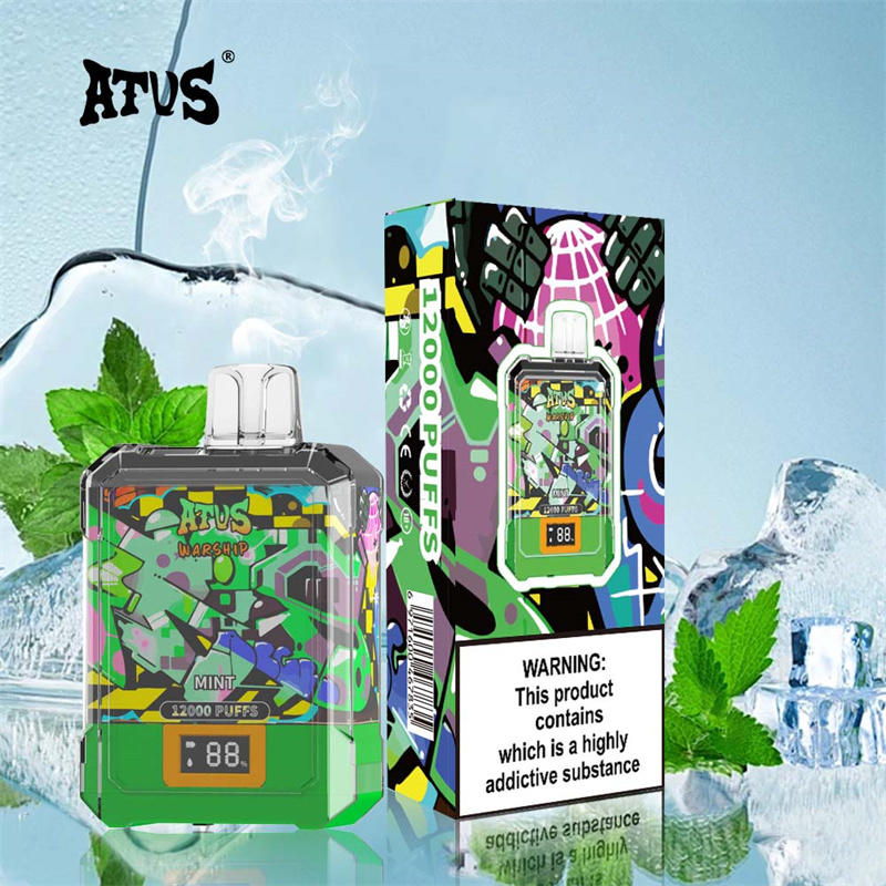 ATVS Warship 12000 Puffs Smart Screen Wholesale Vape Disposable Electronic Cigarette 20ML Mesh Coil Pod Puff 12k Adjustable Airflow 650mah Battery Vaper Pen