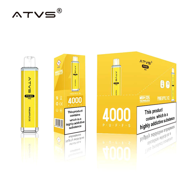 ATVS Prime Pro 4000 Puffs Wholesale Vape Disposable Electronic Cigarette 10ML Mesh Coil Pod Puff 4k 1500mah Battery Crystal Vaper Pen