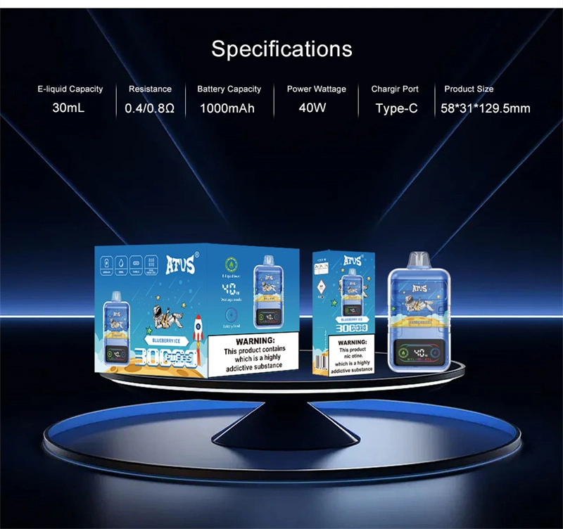 ATVS Warship 30000 Puffs Smart Screen Wholesale Vape Disposable Electronic Cigarette 30ML Dual Mesh Coil Pod Puff 30k Adjustable Airflow 1000mah Battery Vaper Shisha Flavors Pen