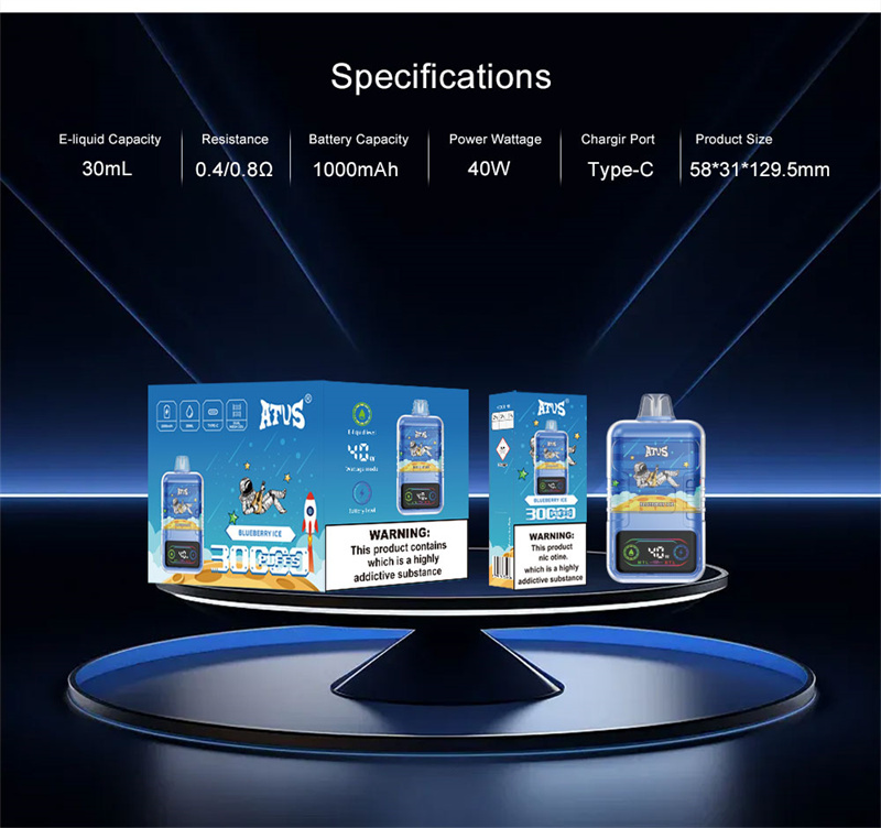 ATVS Warship 30000 Puffs Smart Screen Wholesale Vape Disposable Electronic Cigarette 30ML Dual Mesh Coil Pod Puff 30k Adjustable Airflow 1000mah Battery Vaper Shisha Flavors Pen