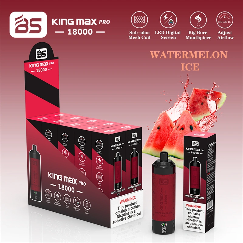 Breze BS Kingmax Pro 18000 Puffs LED Digital Screen Wholesale Vape Disposable Electronic Cigarettes Puff 18k 24ML Pod Mesh Coil Sub-ohm Adjustable Airflow DTL Leather Vaper 600mah Rechargeable Battery