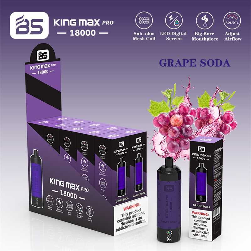Breze Stiik BS Kingmax Pro 18000 Puffs LED Digital Screen Wholesale Disposable Vape Puff 18k Pod Adjustable Airflow DTL Leather