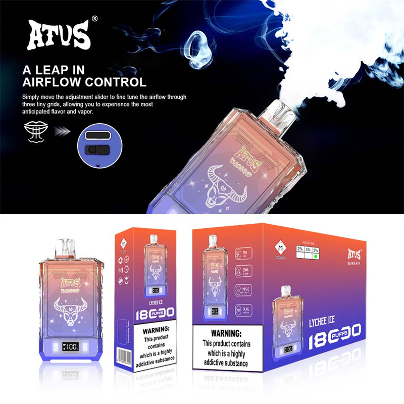 ATVS 18000 Puffs Smart Screen Wholesale Vape Disposable Electronic Cigarette 25ML Dual Mesh Coil Pod Puff 25k Adjustable Airflow 750mah Battery Vaper Pen
