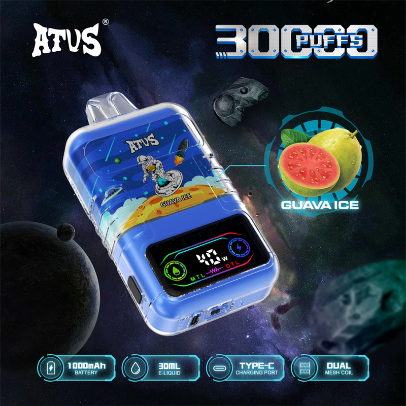 ATVS 30000 Puffs Smart Screen Wholesale Vape Disposable Electronic Cigarette 30ML Dual Mesh Coil Pod Puff 25k Adjustable Airflow 1000mah Battery Vaper Shisha Flavors Pen