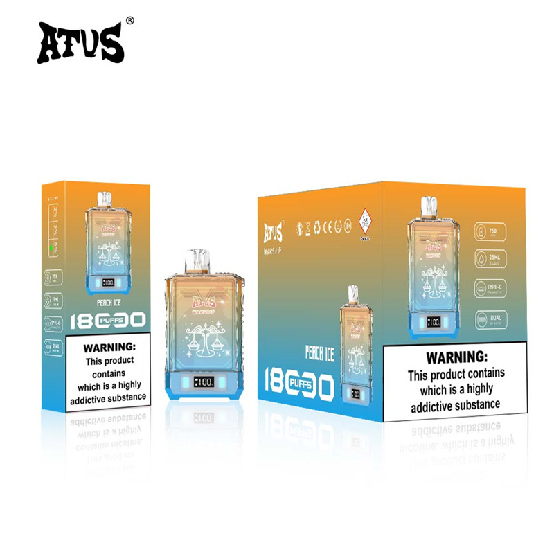 ATVS 18000 Puffs Smart Screen Wholesale Vape Disposable Electronic Cigarette 25ML Dual Mesh Coil Pod Puff 25k Adjustable Airflow 750mah Battery Vaper Pen