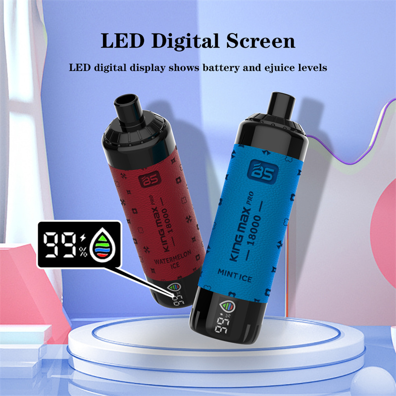 Breze BS Kingmax Pro 18000 Puffs LED Digital Screen Wholesale Vape Disposable Electronic Cigarettes Puff 18k 24ML Pod Mesh Coil Sub-ohm Adjustable Airflow DTL Leather Vaper 600mah Rechargeable Battery