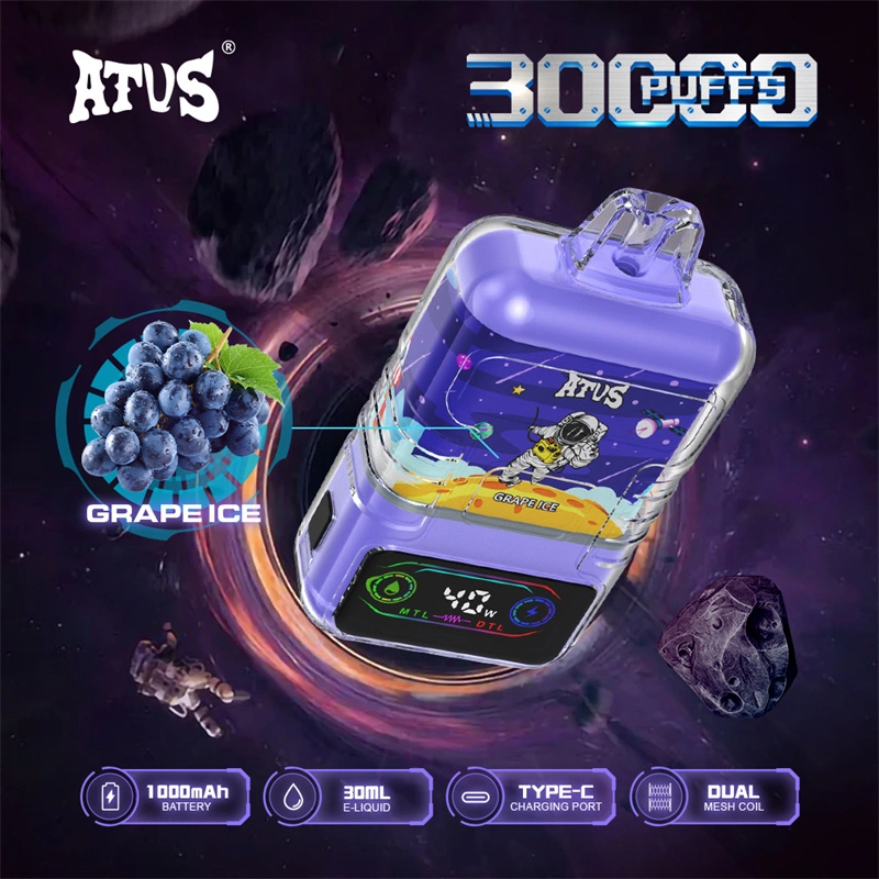 ATVS 30000 Puffs Smart Screen Wholesale Vape Disposable Electronic Cigarette 30ML Dual Mesh Coil Pod Puff 25k Adjustable Airflow 1000mah Battery Vaper Shisha Flavors Pen