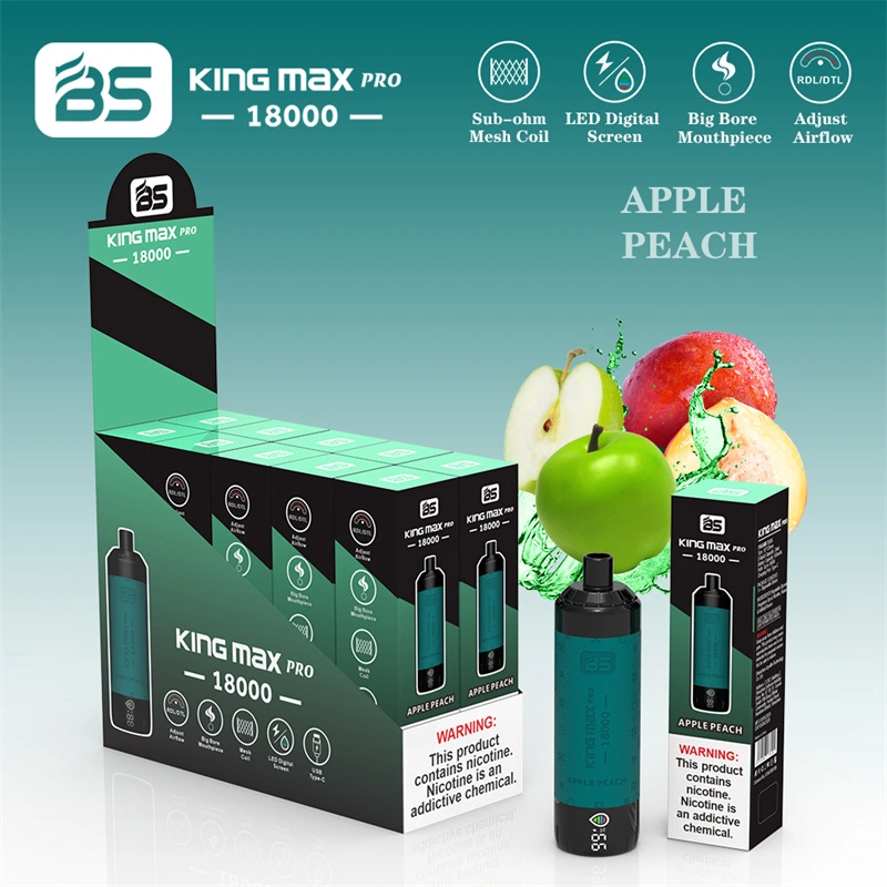 Breze BS Kingmax Pro 18000 Puffs LED Digital Screen Wholesale Vape Disposable Electronic Cigarettes Puff 18k 24ML Pod Mesh Coil Sub-ohm Adjustable Airflow DTL Leather Vaper 600mah Rechargeable Battery