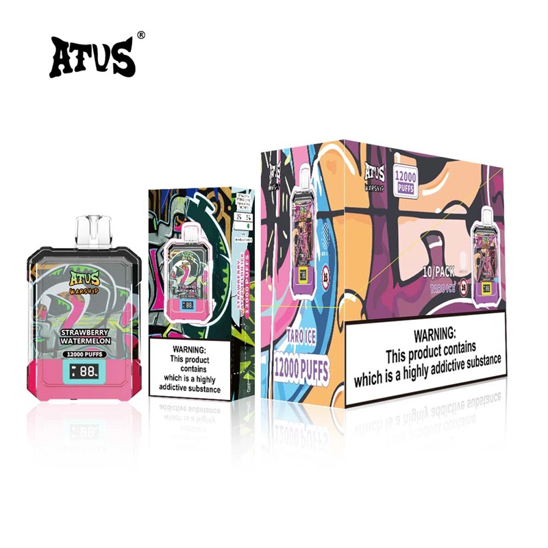 ATVS Warship 12000 Puffs Smart Screen Wholesale Vape Disposable Electronic Cigarette 20ML Mesh Coil Pod Puff 12k Adjustable Airflow 650mah Battery Vaper Pen