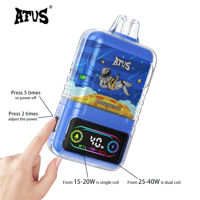 ATVS 30000 Puffs Smart Screen Wholesale Vape Disposable Electronic Cigarette 30ML Dual Mesh Coil Pod Puff 25k Adjustable Airflow 1000mah Battery Vaper Shisha Flavors Pen
