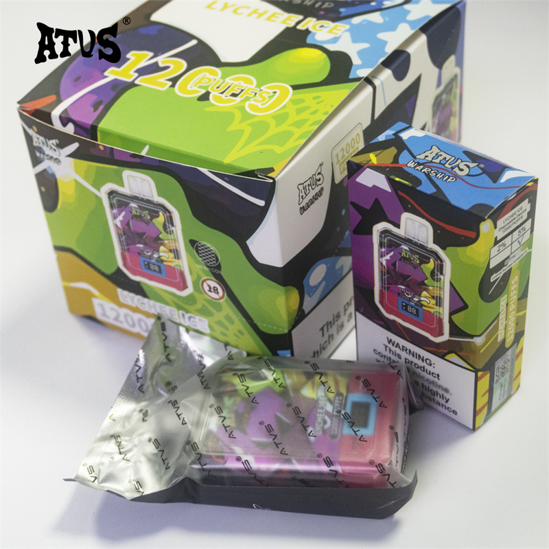 ATVS Warship 12000 Puffs Smart Screen Wholesale Vape Disposable Electronic Cigarette 20ML Mesh Coil Pod Puff 12k Adjustable Airflow 650mah Battery Vaper Pen