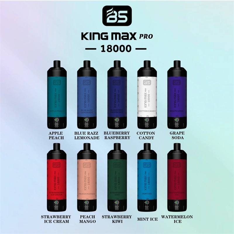 Breze BS Kingmax Pro 18000 Puffs LED Digital Screen Wholesale Vape Disposable Electronic Cigarettes Puff 18k 24ML Pod Mesh Coil Sub-ohm Adjustable Airflow DTL Leather Vaper 600mah Rechargeable Battery