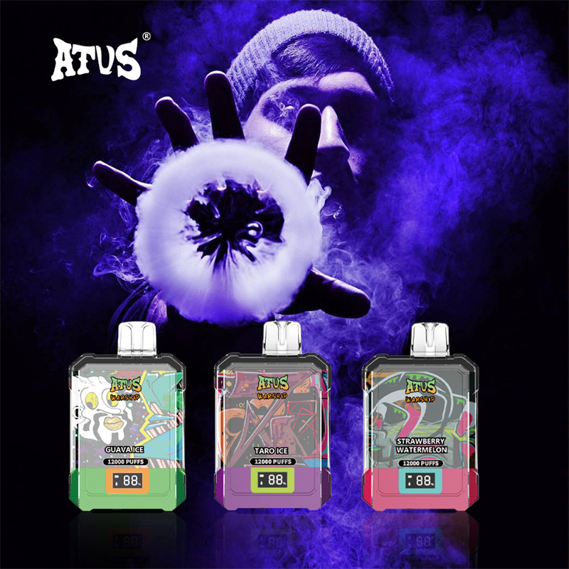 ATVS Warship 12000 Puffs Smart Screen Wholesale Vape Disposable Electronic Cigarette 20ML Mesh Coil Pod Puff 12k Adjustable Airflow 650mah Battery Vaper Pen
