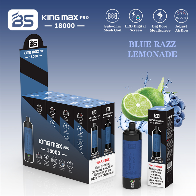 Breze BS Kingmax Pro 18000 Puffs LED Digital Screen Wholesale Vape Disposable Electronic Cigarettes Puff 18k 24ML Pod Mesh Coil Sub-ohm Adjustable Airflow DTL Leather Vaper 600mah Rechargeable Battery