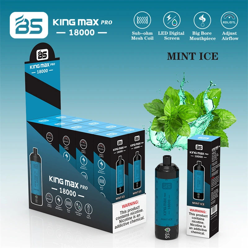 Breze Stiik BS Kingmax Pro 18000 Puffs LED Digital Screen Wholesale Disposable Vape Puff 18k Pod Adjustable Airflow DTL Leather