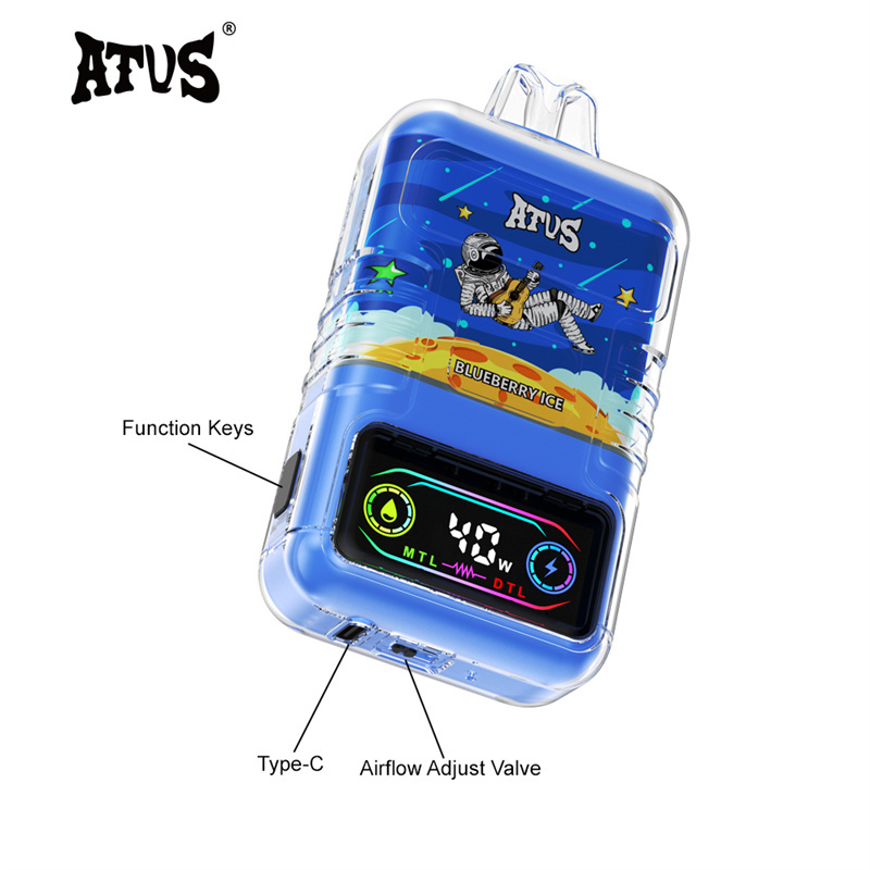 ATVS 30000 Puffs Smart Screen Wholesale Vape Disposable Electronic Cigarette 30ML Dual Mesh Coil Pod Puff 25k Adjustable Airflow 1000mah Battery Vaper Shisha Flavors Pen