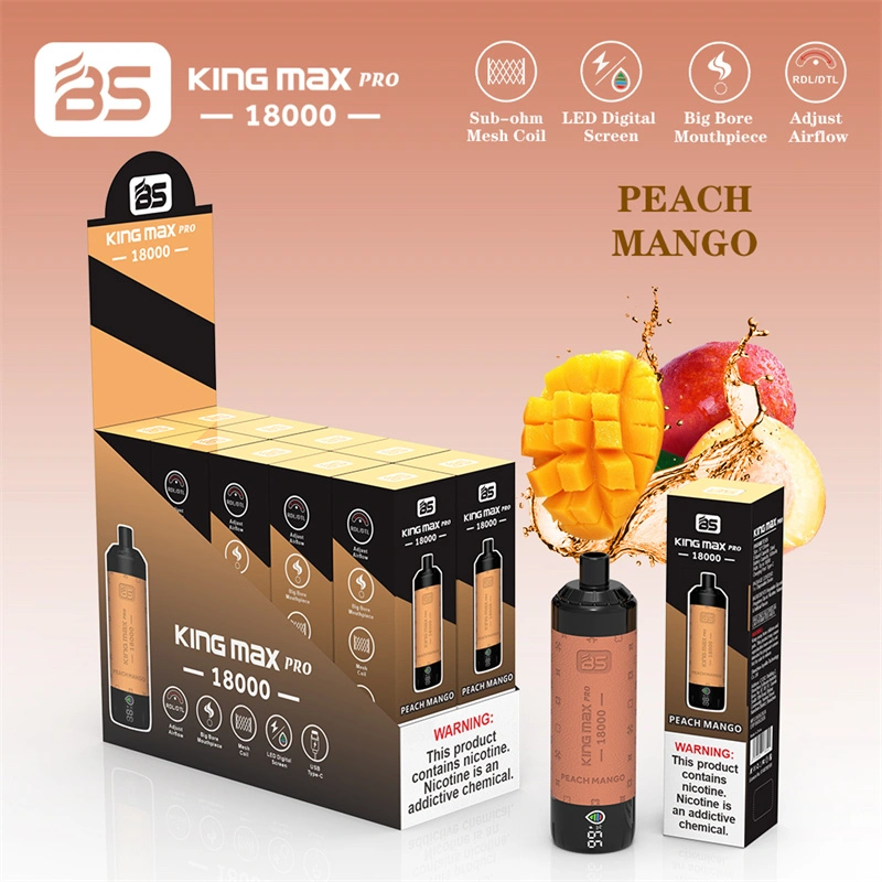 Breze Stiik BS Kingmax Pro 18000 Puffs LED Digital Screen Wholesale Disposable Vape Puff 18k Pod Adjustable Airflow DTL Leather