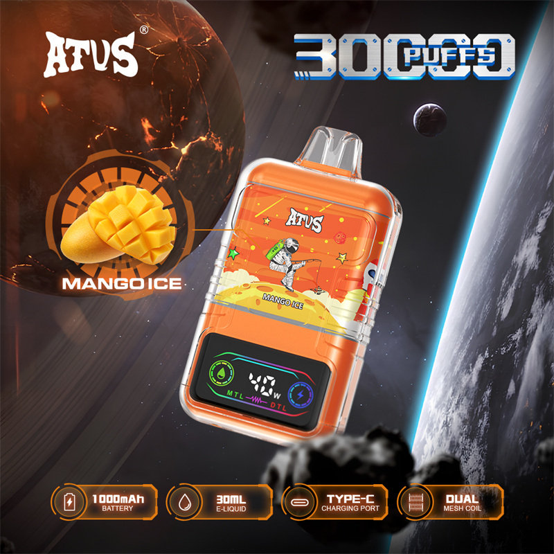 ATVS 30000 Puffs Smart Screen Wholesale Vape Disposable Electronic Cigarette 30ML Dual Mesh Coil Pod Puff 25k Adjustable Airflow 1000mah Battery Vaper Shisha Flavors Pen