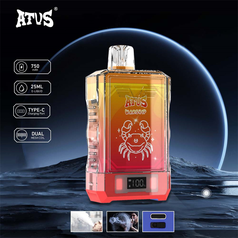 ATVS 18000 Puffs Smart Screen Wholesale Vape Disposable Electronic Cigarette 25ML Dual Mesh Coil Pod Puff 25k Adjustable Airflow 750mah Battery Vaper Pen