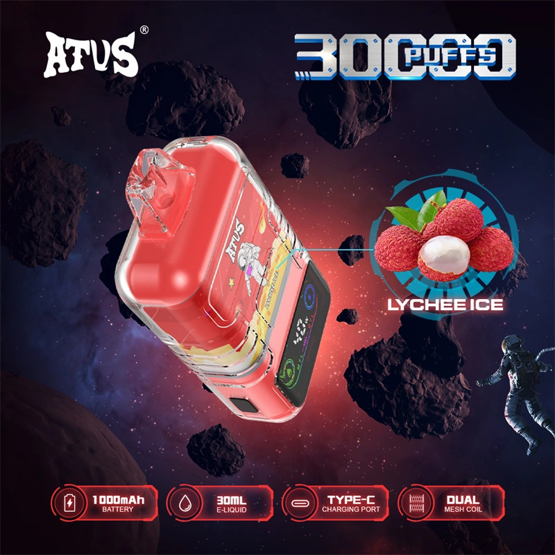 ATVS 30000 Puffs Smart Screen Wholesale Vape Disposable Electronic Cigarette 30ML Dual Mesh Coil Pod Puff 25k Adjustable Airflow 1000mah Battery Vaper Shisha Flavors Pen