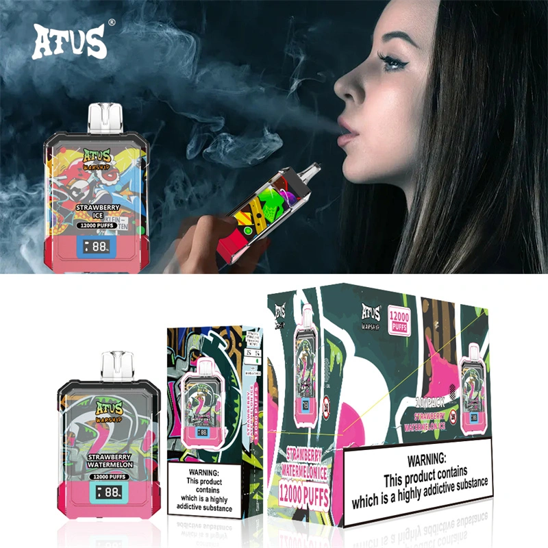 ATVS Warship 12000 Puffs Smart Screen Wholesale Vape Disposable Electronic Cigarette 20ML Mesh Coil Pod Puff 12k Adjustable Airflow 650mah Battery Vaper Pen