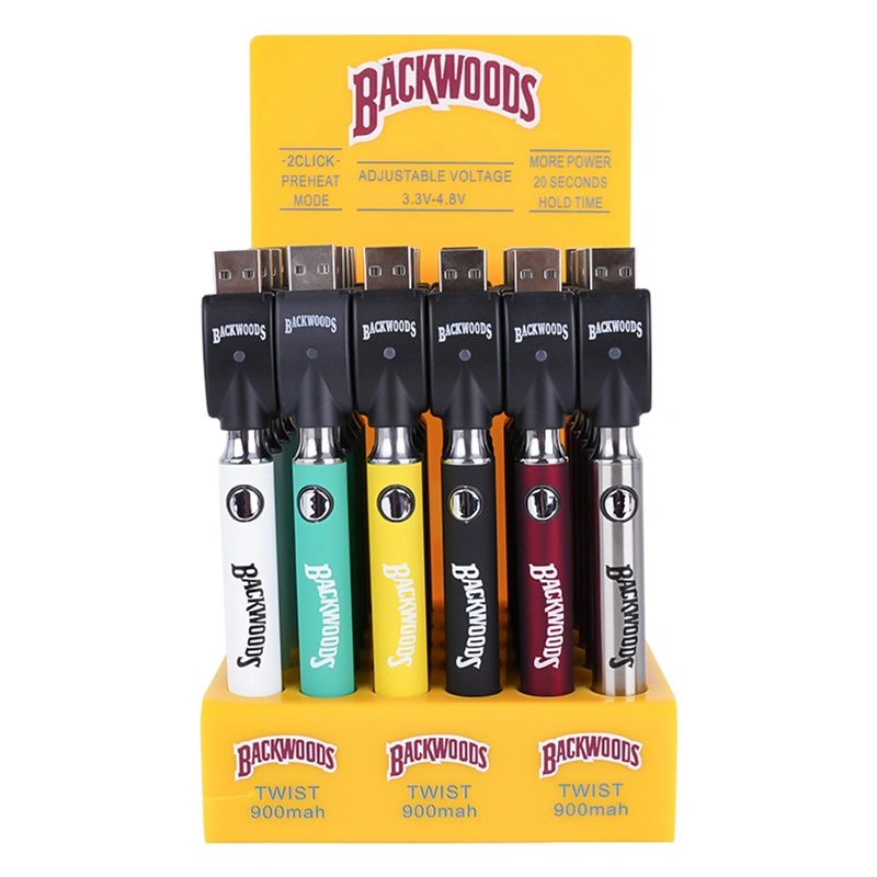 Backwoods Battery 30Pcs Display Box 900mAh Variable Voltage Preheat Batteries Vape Pen Fit 510 Thread Cartridges