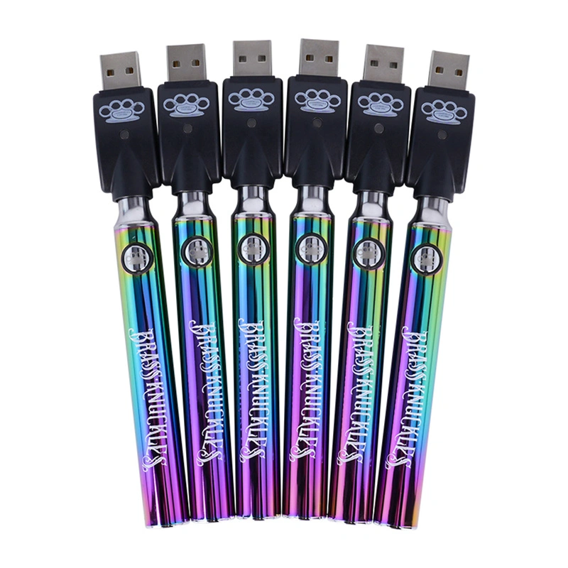 Brass Knuckles Preheat Battery 510 Thread Box Mod Display Box Rainbow Color 1100mAh Variable Voltage 30Pcs/Box