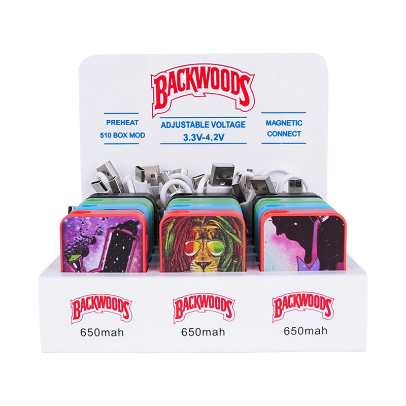 Backwoods Battery 510 Thread Box Mod Display Box 650mAh Variable Voltage Preheat Batteries Vape Pen 12Pcs/Box