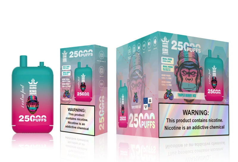 Puff 25k Bang King 25000 Puffs Vape Disposable E Cigarettes 0% 2% 3% 5% 23ml+23ml Dual Prefilled Pod Dual Mesh 650mah Rechargeable Battery Pen